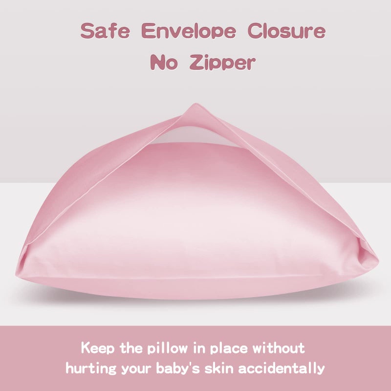 LULUSILK Organic Cotton Toddler Pillowcase 2 Pack, 14 x 20 Travel Pillow Case Cover for Babies, Kids, Boys and Girls, Soft and Breathable Small Pillow Cases with Envelope Closure, Pink - Image 4